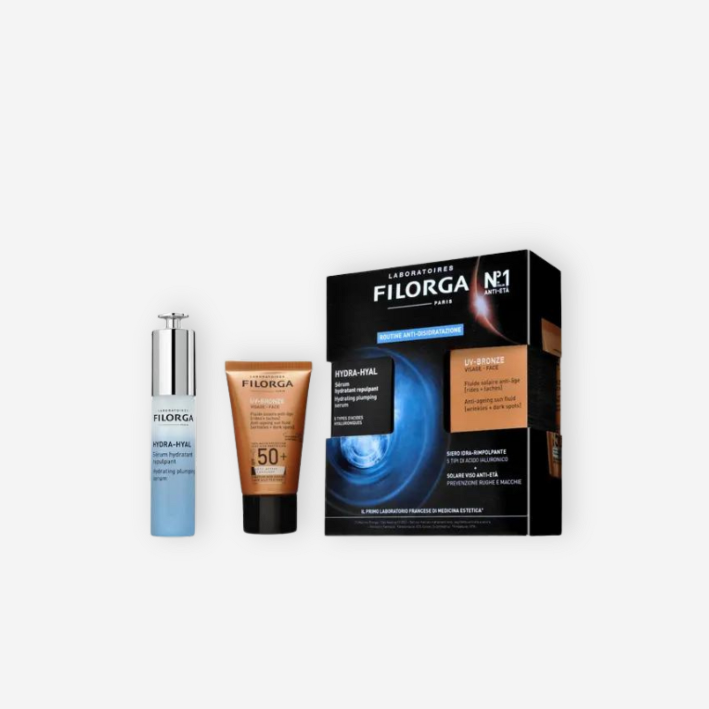 Filorga Cofanetto ~ Duo Siero Siero Hydra-Hyal 30ml + Protezione Solare Viso UV-Bronze SPF50+ 40ml